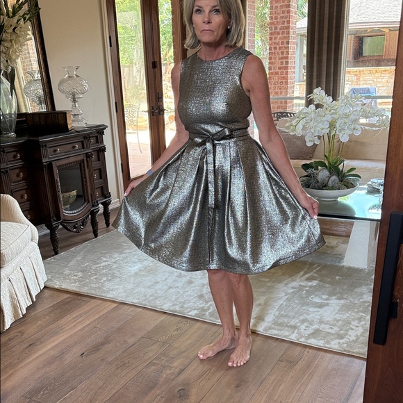 Elegant Sleeveless Metallic Mini Dress - Picture 6 of 9